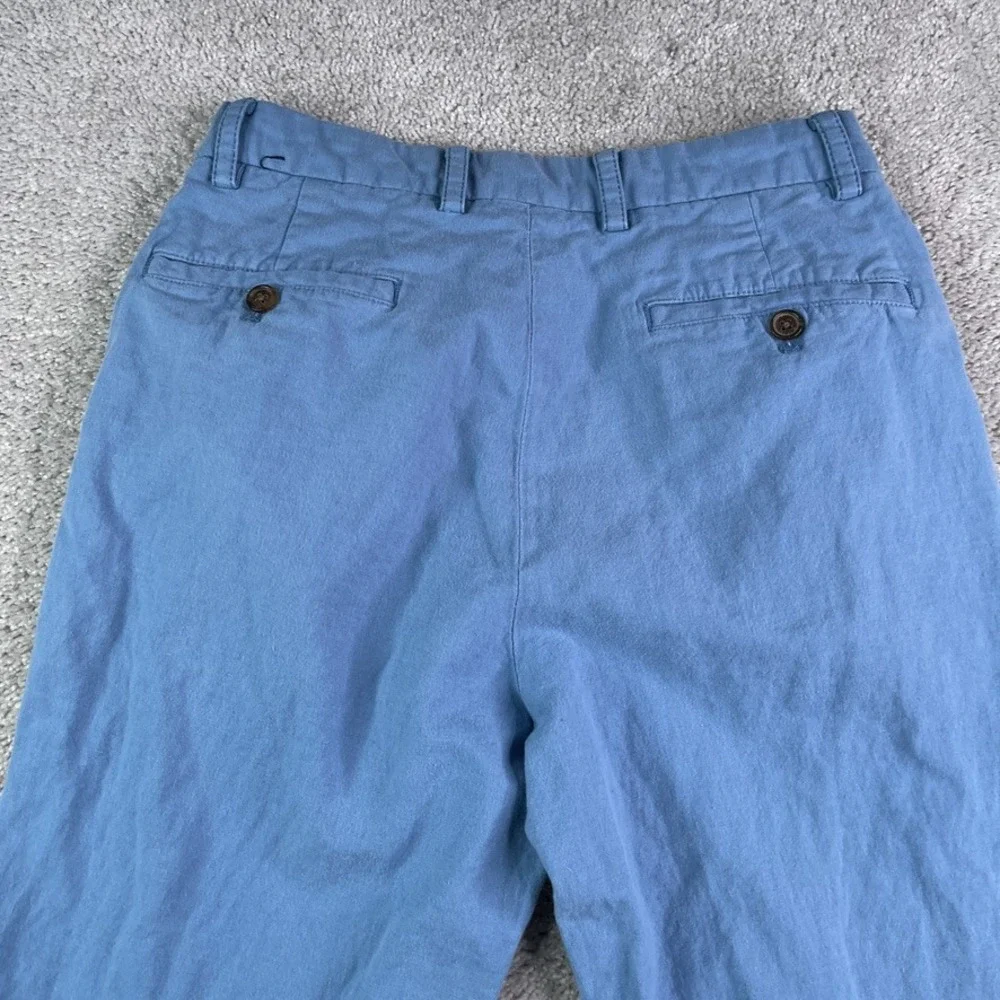 Brooks Brothers Pants Mens 30x30 Blue Clark Fit Cotton Linen Blend Chinos Casual